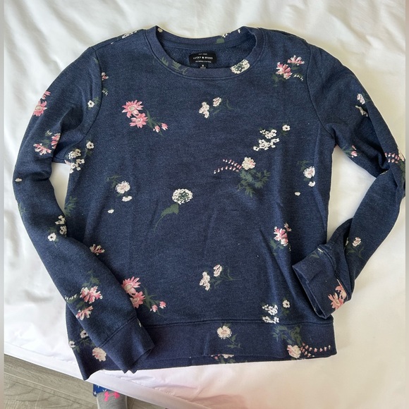 LUCKY BRAND FLORAL CREW NECK SWEATSHIRT COTTON BLEND - Picture 2 of 4